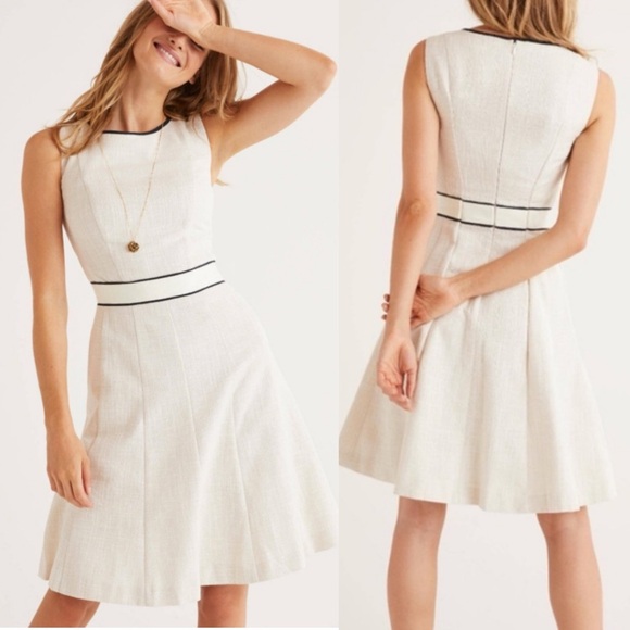 Boden Dresses & Skirts - BODEN NEW Matilda Textured Dress Sz 4 Long Ivory White Tweed Office Classic
